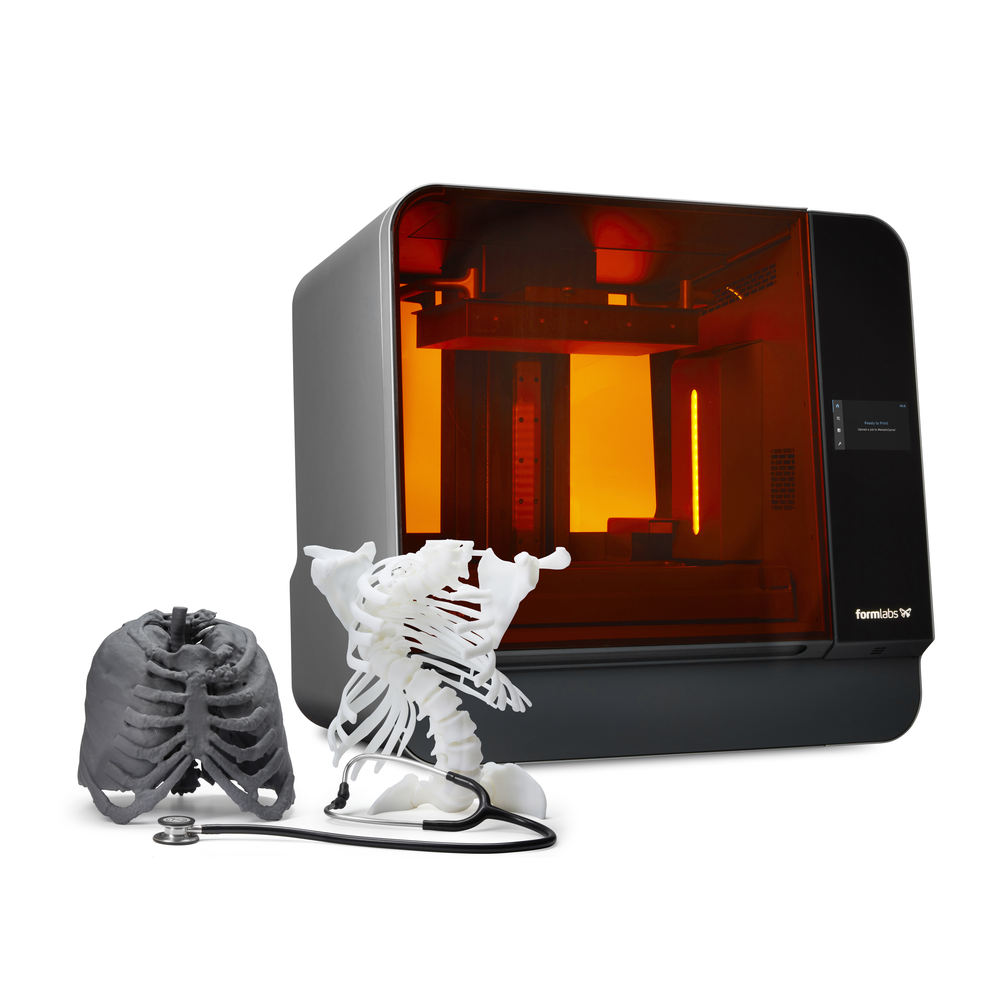 Formlabs large medical printer with skeleton example parts