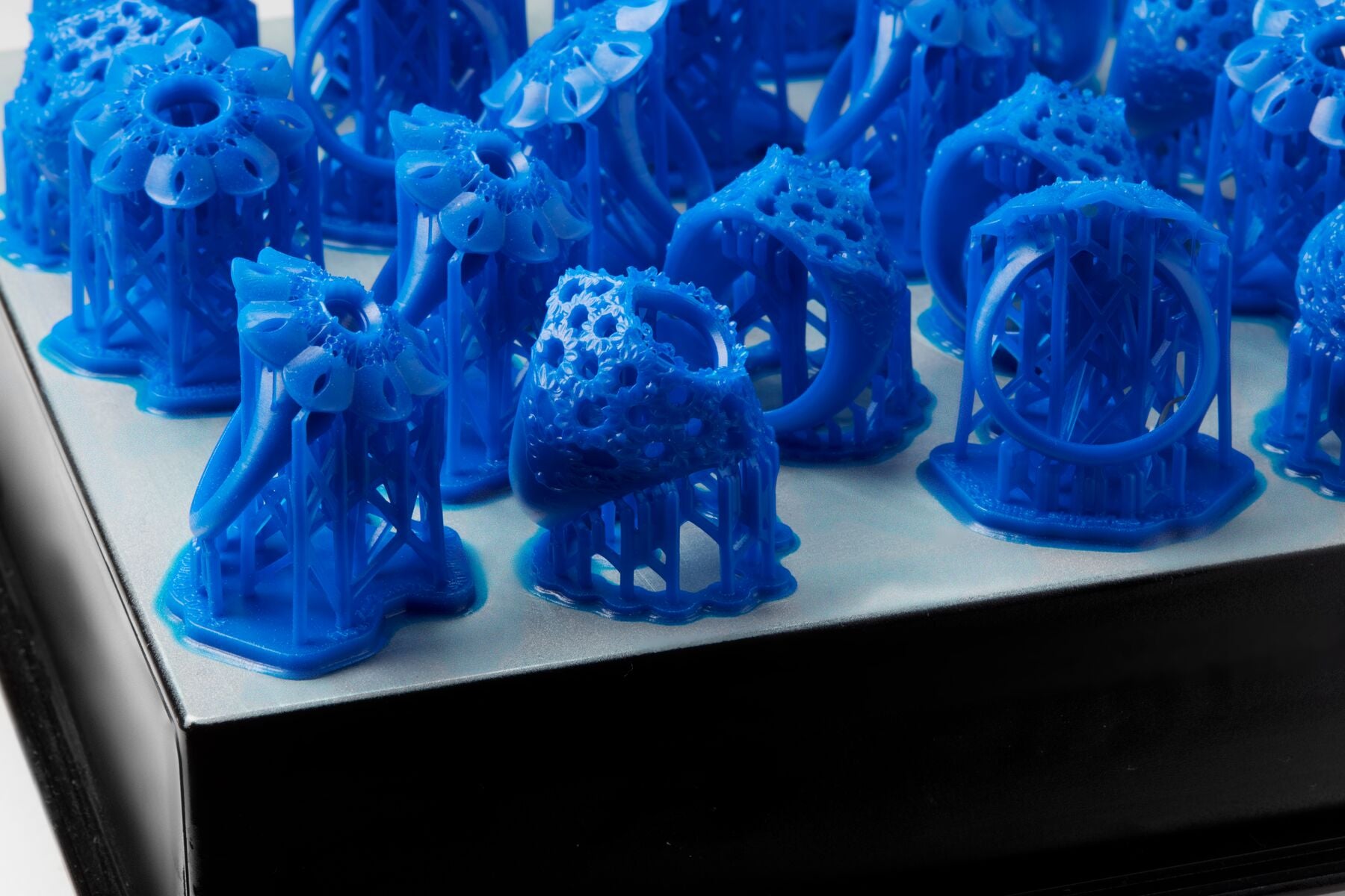 3D printed Castable Wax 40 resin on build platform